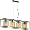 Image de Fischer & Honsel Caydo - Hanglamp - 4x E27 max. 40 W (excl. lichtbron) - 110 x 23 x 150cm - Zwart/Goud