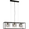 Image de Fischer & Honsel Samu - Hanglamp - 3x E27 max. 40 W (excl. lichtbron) - 90 x 23 x 150cm - Zwart frame / Rookkleurig Glas