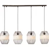 Image de Brillant | Helling hanglamp 4-vlammig zwart/naturel | 4x A60, E27, 52W, geschikt voor normale lampen (niet meegeleverd)
