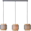 Image de Brilliant Waterlilly hanglamp 3-vlammen grijs/beige, metaal/stof/waterhyacint, 3x A60, E27, 60 W