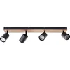 Image de Brilliant Jello Wood Spotbalk 4-lichts 15×60×8 cm - Zwenkbare GU10 LED Spots (345 lm, 3000K Warmwit), FSC®-gecertificeerd Hout, Dimbaar Zwart/Hout Design, Moderne Plafondverlichting IP20