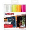 Image de edding 4090 krijtmarker - 2x wit + neon geel, roze, oranje - 5 raamstiften - beitelvormige punt 4-15 mm - raamstiften voor borden, ruiten, glas, spiegels - krijtstift voor ramen zijn afwasbaar en uitwisbaar