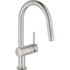 Image de GROHE Minta Touch keukenkraan - Met uittrekbare handdouche - 2 straalsoorten - Hoge draaibare uitloop - RVS (supersteel)