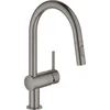 Image de GROHE Minta keukenkraan - hoge draaibare C-uitloop - met uittrekbare handdouche - 2 straalstanden - mat antraciet (brushed hard graphite) - 32321AL2