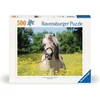 Image de Ravensburger legpuzzel paard landschap 500 stukjes voor volwassenen.