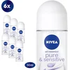 Image de NIVEA Pure & Sensitive Deo Roller - 48u Bescherming Tegen Transpiratie - 0% Parfum Deodorant - Voordeelverpakking - 6 x 50 ml