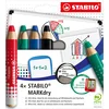 Image de STABILO MARKdry Etui - Whitboard- en Flipover Marker - Etui Met 4 Klassieke Kleuren - Met Puntenslijper en Uitveegdoek
