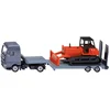 Image de Siku 1762, MAN vrachtwagen met dieplader en bulldozer, 1:87, metaal/kunststof, rood/grijs, speelgoedset, ontkoppelbare dieplader, beweegbaar bulldozerblad