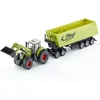Image de SIKU 1949, Claas Axion-tractor met voorlader, dolly en kiepwagen, 1:50, metaal/kunststof, groen, beweegbare graafbak en arm, kiepwagen