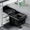 Image de Hailo AS Tandem Inbouw Afvalscheidingssysteem   Ruimtebesparend   3 Emmers (1x18L + 2x8,5L)   Zwart