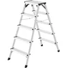 Image de Hailo D60 StandardLine aluminium dubbele trap - 2x7 treden, tot 150 kg - Trap met spreidstang - Voeten met softgripzool - Met stevige hoekverstevigingen - Roestvrijstalen aluminium trap - Zilver