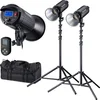 Image de BRESSER BR-150S LED Studiolamp Set   2x 150W COB Daglichtlamp   Dimbaar   Met Statieven & Afstandsbediening