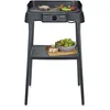 Image de Severin PG 8596 Tafelgrill met Voet   2000 W   Aluminium Grillplaat   Glad & Geribbeld   Zwart
