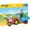 Image de PLAYMOBIL 1.2.3 Boer met tractor en aanhangwagen - 6964