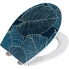 Image de WENKO WC bril Leaves - antibacterieel Duroplast met structuurprint - Easy-Close softclose sluiting - Fix-Clip bevestiging afklikbaar in RVS - Toiletbril decor met structuur - Toiletzitting met print