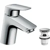 Image de Hansgrohe Logis - Wastafelkraan 70, voor drukloze waterverwarmers, met waste, chroom 71074000