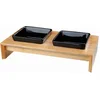 Image de Trixie - Voerbak/Drinkbak - Set - Keramiek Met Houten Onderstel - Zwart - 400 ML - 36X19X7 cm