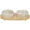 Image de Trixie - Voerbak/Waterbak - Set - Keramiek/Bamboe - Wit/Natuur - 2X300 ML