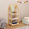 Image de Kinderrek SALLY huisvorm, naturel/wit. Perfect voor kinderkamermeubels, met 3 planken, praktische haken voor organisatie. Planken voor kinderkamer, kindermeubels, kinderkledingkast - Hoofdafbeelding