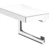 Image de KEUCO Toiletpapierhouder van metaal, hoogglans verchroomd, lijm of boren, plank, anti-slip inzetstuk, wc-rolhouder voor badkamer en gastentoilet, Reva