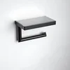 Image de KEUCO Toiletpapierhouder van metaal, zwart mat gepoedercoat, lijm of boren, plank, anti-slip inzetstuk, wc-rolhouder voor badkamer en gastentoilet, Reva Black Selection