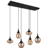 Image de TRIO LUMINA - Hanglamp - Zwart - excl. 6x E14 40W - Aanpasbaar in hoogte - Amber glas