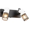 Image de TRIO TOSH - Spot - Zwart wit - excl. 2x E14 15W - Wandspot met schakelaar - Houten elementen in wit
