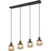 Image de TRIO TARIFA - Hanglamp - Zwart mat - Industrieel Rookglas - excl. 4x E27 4 W - Plafondbevestiging - In hoogte verstelbaar