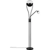 Image de LED Vloerlamp - Trio Lighting - 18W + 3.8W - Warm Wit 3000K - 2-lichts - Dimbaar - Rond - Mat Zwart - Metaal