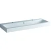 Image de Geberit Icon wastafel 120x48.5x16cm 1 wasbak 2 kraangaten Links en rechts met overloopgat Keramiek Wit glans