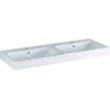 Image de Geberit Icon Wastafel - 120x48.5x16cm - 2 wasbakken - 2 kraangaten - overloopgat - keramiek - glans wit