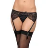 Image de Mandy Mystery Lingerie   Jarretel Gordel met Kant Motief en Bijbehorende Kousen Spanning en Sensatie   Maat M/L -Zwart