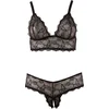 Image de Cottelli Plus Size   Sexy Beha Set met Open Kruis en Licht Transparante Afwerking voor Avonden van Genot   Maat 4XL   Zwart