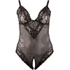 Image de Cottelli Plus Size   Sexy Body met Open Kruis en Kanten Motieven Langs Randen voor Speciale Dates   Maat XL   Zwart