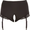Image de Cottelli Plus Size   Hoge Jarretel Slip met Open Kruis en Kanten Rand Sexy en Uitdagend   Maat XL - Zwart