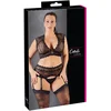 Image de Cottelli Plus Size    Jarretel Lingerie Set met Strass Element en Prachtige Kanten Borduursels   Maat 3XL   Zwart