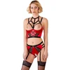 Image de Sensuele Bustier Met Straps En Bijpassende Jarretel Slip - Rood