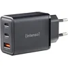 Image de Intenso W65ACC GaN schwarz USB-oplader 65 W 1x USB-A, 2x USB-C Zwart Binnen GaN, USB Power Delivery (USB-PD)