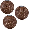 Image de Solar lamp voor buitenbol solar tuindecoratie roest grondspies, bloemendecoratie ponsen, metaal, LED warm wit, D 20 cm, set van 3
