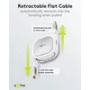 Image de Goobay Zelfoprollende USB-C oplaadkabel, 1 m, wit-zilver, 60 W, 3 A, in robuuste behuizing