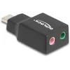 Image de Delock External USB Sound Card with Type-C  male to 2 x 3.5 mm Stereo jack Plug & Play Audio Adapter black