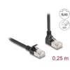 Image de Delock RJ45 Network Cable Cat.6A S/FTP Slim 90° upwards angled / straight 0.25 m black