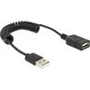 Image de USB naar USB spiraal verlengkabel - USB2.0 - tot 2A / zwart - 0,60 meter