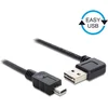 Image de Mini USB naar Easy-USB-A haaks (links/rechts) kabel - USB2.0 - tot 2A / zwart - 5 meter