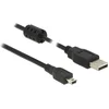 Image de USB Mini B naar USB-A kabel met ferriet kern - USB2.0 - tot 2A / zwart - 3 meter