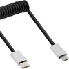 Image de InLine USB Micro B naar USB-C spiraalkabel - USB2.0 - tot 2A / zwart - 2 meter