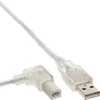 Image de USB naar USB-B haaks kabel - USB2.0 - tot 2A / transparant - 0,30 meter