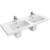 Image de Villeroy & Boch Subway 2.0 meubelwastafel dubbel 130x47cm 2 kraangaten met overloop ceramic+ wit