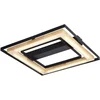 Image de LED plafondlamp dimbaar bamboe woonkamerlamp, metaal zwart naturel, 21W 2600lm warm wit, LxH 46 x 6 cm