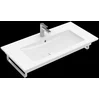 Image de Villeroy en Boch Venticello meubelwastafel met wasbak midden met 1 kraangat doorgestoken 100x50cm (geschikt voor 3 kraangaten) met overloop wit
